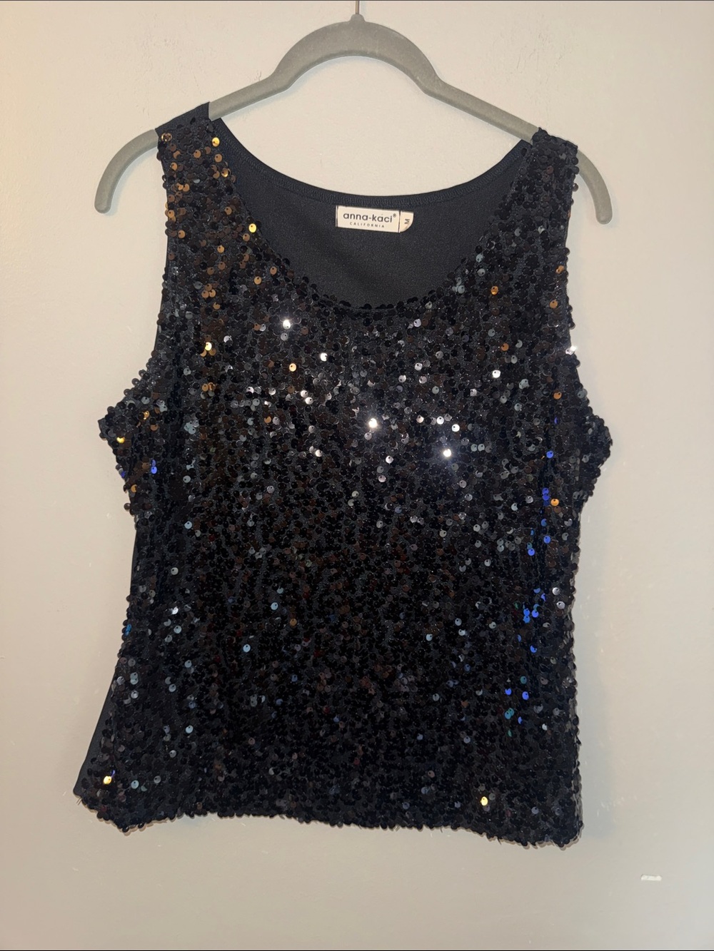 Anna-Kaci Black Sequin Tank Top